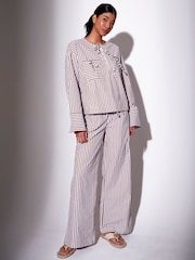 South Beach Brown Stripe Straight Leg Trousers - Image 3 of 4
