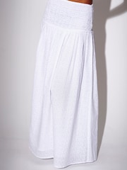 South Beach White Broderie Smocked Waist Maxi Skirt - Image 4 of 5