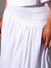 South Beach White Broderie Smocked Waist Maxi Skirt - Image 5 of 5
