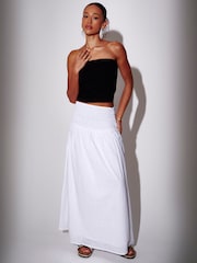 South Beach White Broderie Smocked Waist Maxi Skirt - Image 6 of 6