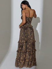 South Beach Animal Leopard Tiered Ruffle Sequin Embroidered Maxi Skirt - Image 5 of 6