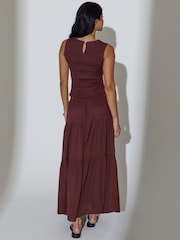 South Beach Brown Shirred Waist Maxi Skirt - Image 4 of 6