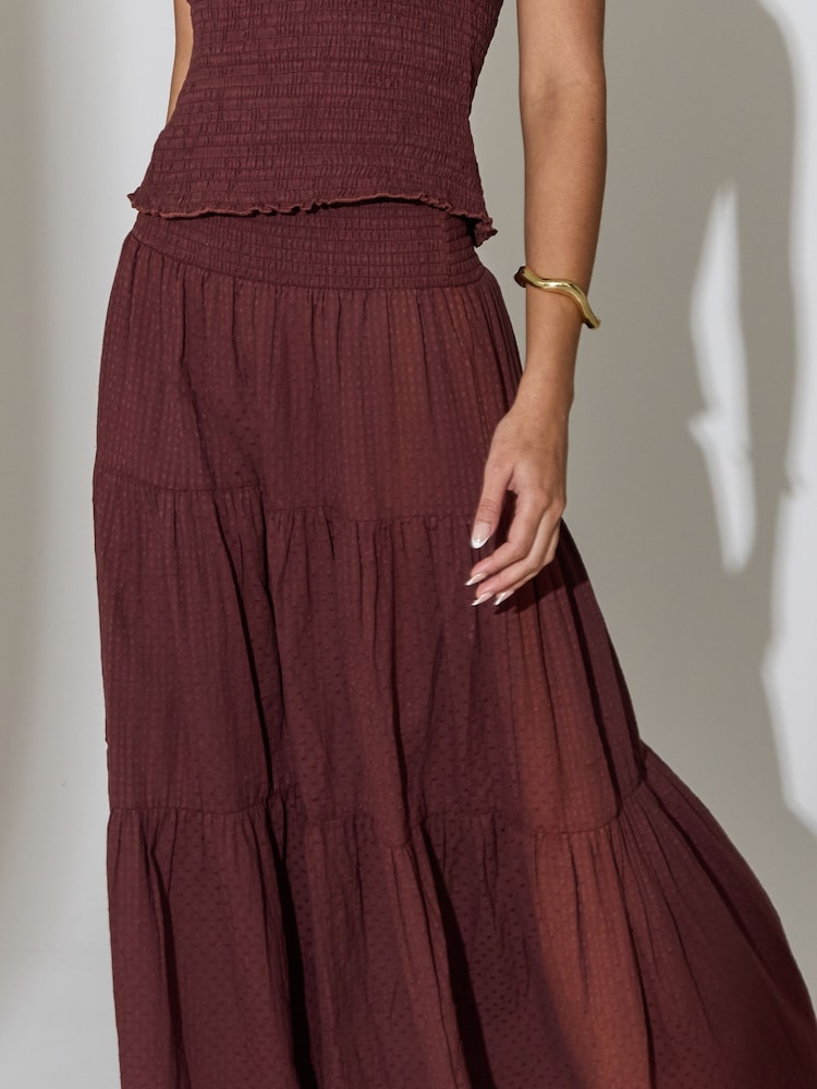 South Beach Brown Shirred Waist Maxi Skirt - Image 6 of 6
