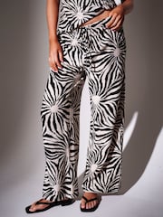 South Beach Black Sunburst Textured Wide Leg Trousers - Image 4 of 6