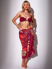 South Beach Pink Floral Printed Palm Tree Sarong - Image 2 of 6