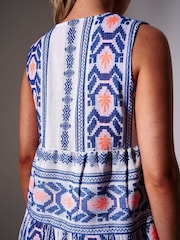 South Beach Blue Jacquard Sleeveless Mini Dress - Image 5 of 5