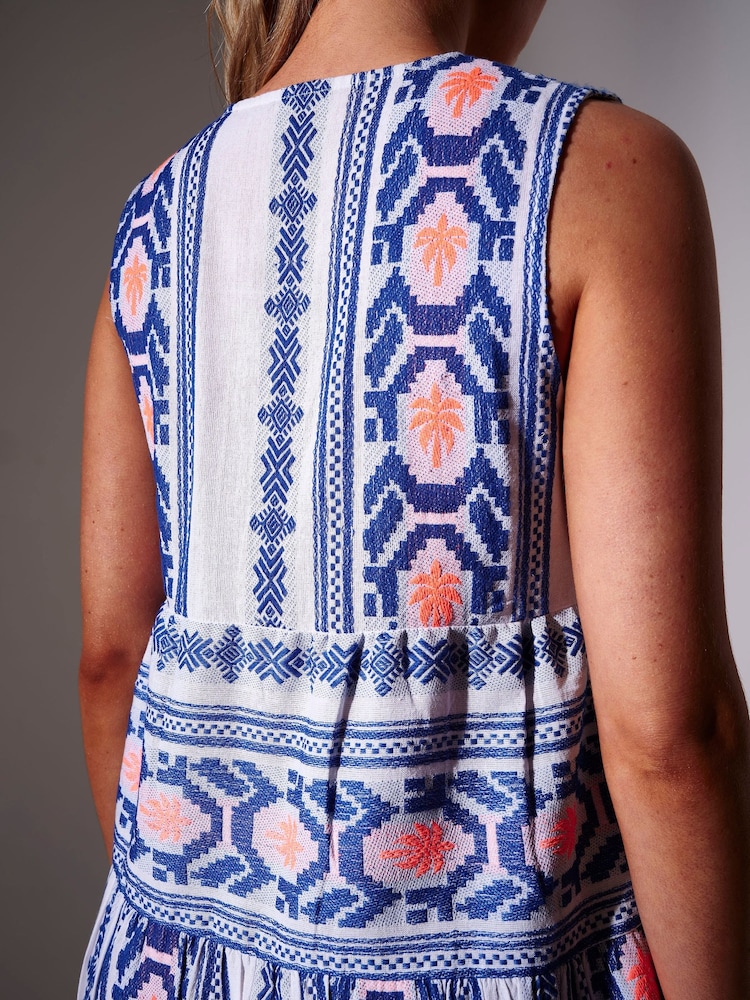 South Beach Blue Jacquard Sleeveless Mini Dress - Image 5 of 5