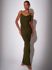 South Beach Texturiertes Maxikleid mit Wasserfallausschnitt - Bild 1 von 5