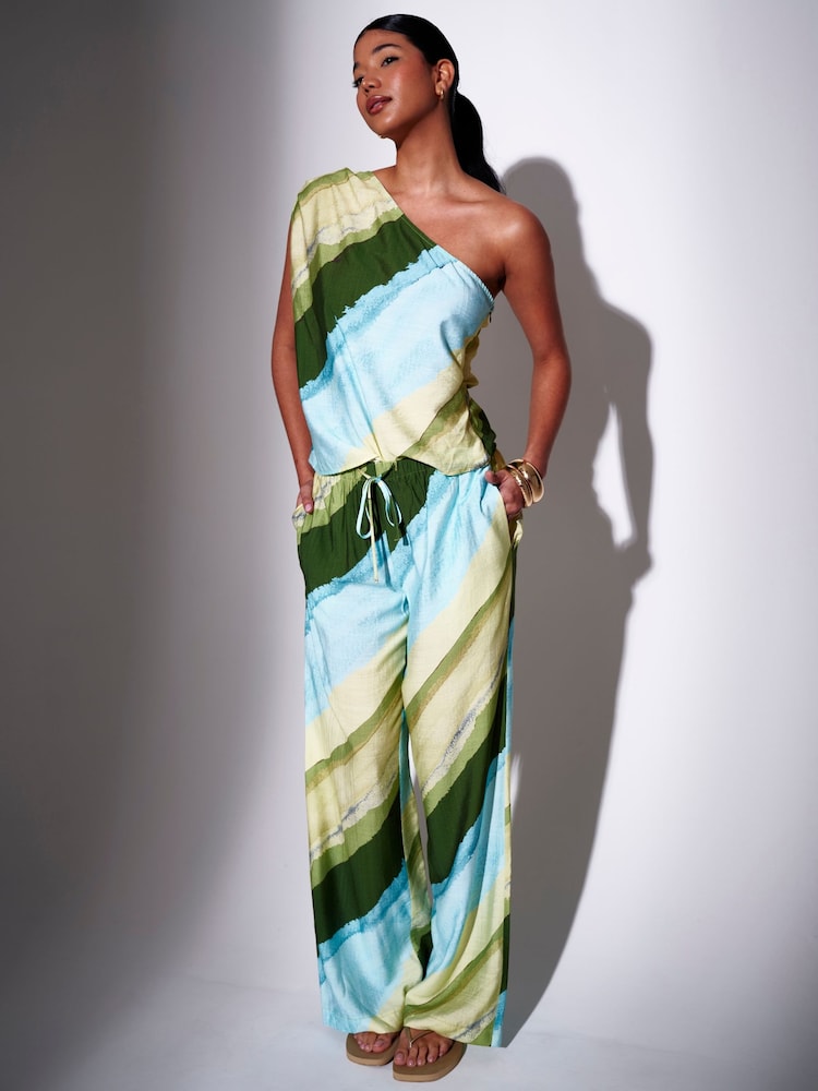 South Beach Asymmetric Stripe Wide Leg Trousers - Image 2 of 4 South Beach Asymmetric Stripe Wide Leg Trousers - Image 2 of 4