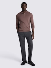 MOSS Mauve Merino Zip-Neck Jumper - Image 2 of 4