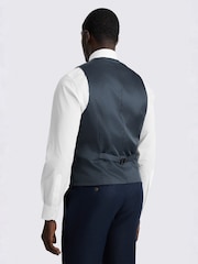 MOSS Navy Slim Fit Twill Linen Suit Waistcoat - Image 2 of 3