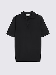 MOSS Black Merino Knitted Polo Shirt - Image 4 of 4