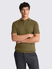 MOSS Green Merino Knitted Polo Shirt - Image 1 of 3