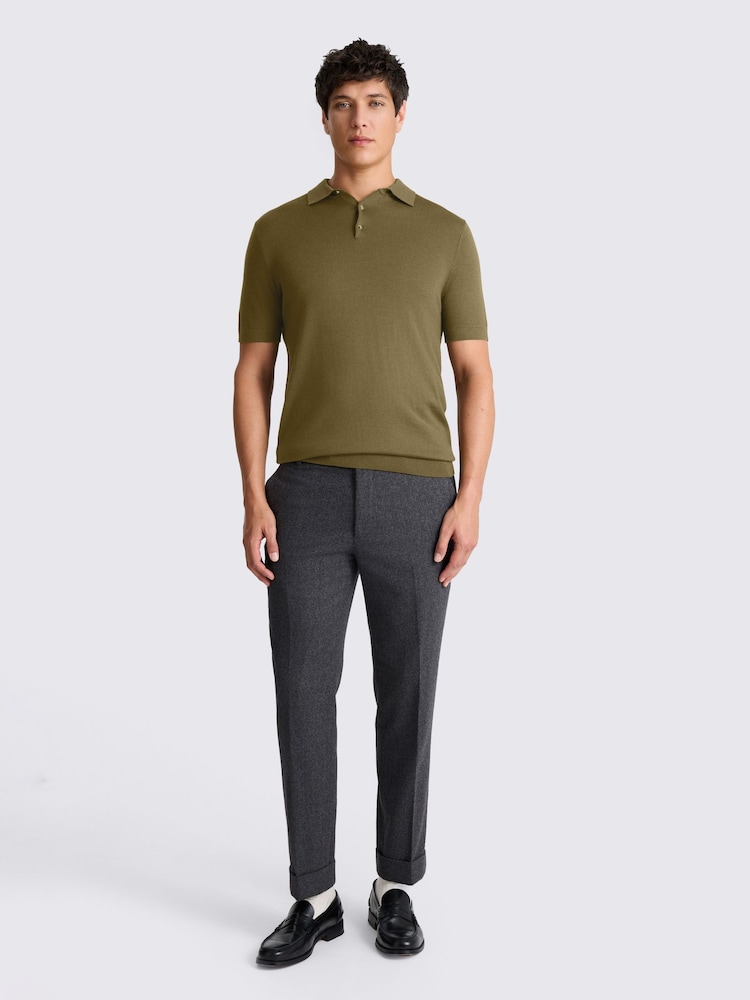 MOSS Green Merino Knitted Polo Shirt - Image 3 of 3