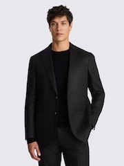 MOSS Black Tailored Fit Twill Linen Suit Jacket - Image 1 of 5