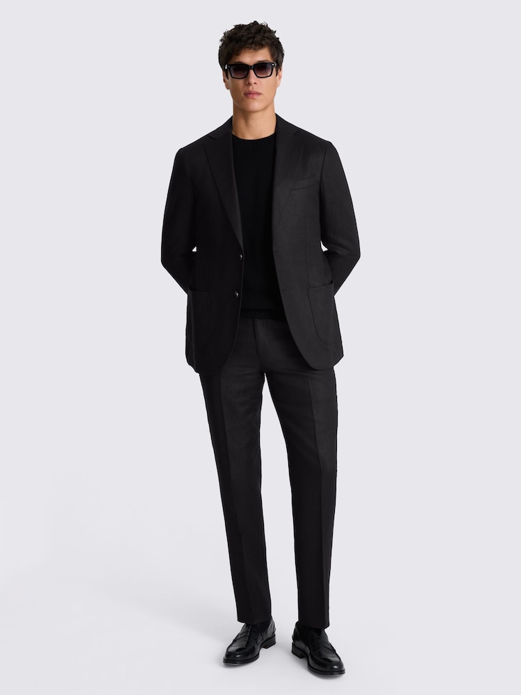 MOSS Black Tailored Fit Twill Linen Suit Jacket - Image 2 of 5