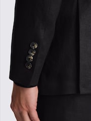 MOSS Black Tailored Fit Twill Linen Suit Jacket - Image 4 of 5