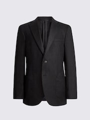 MOSS Black Tailored Fit Twill Linen Suit Jacket - Image 5 of 5