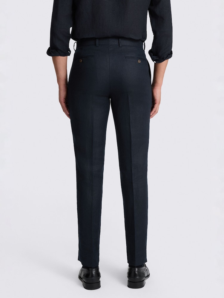 بنطلون بدلة من الكتان التويل بقصة مفصلة من MOSS - صورة 2 من 3