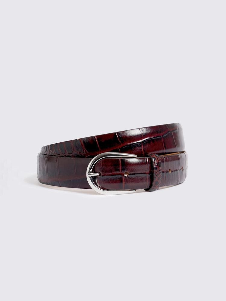 MOSS Red Italian Croc Belt - Image 1 of 2 MOSS Red Italian Croc Belt - Image 1 of 2