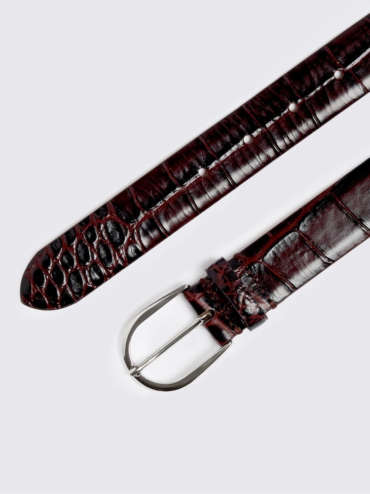 MOSS Red Italian Croc Belt - Image 2 of 2 MOSS Red Italian Croc Belt - Image 2 of 2