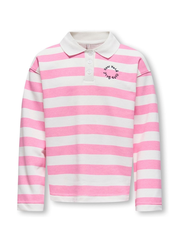 ONLY KIDS Purple Long Sleeve Striped Polo Shirt - صورة 2 من 4 ONLY KIDS Purple Long Sleeve Striped Polo Shirt - صورة 2 من 4