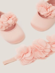 Monsoon Pink Baby Corsage Booties & Headband Set - Image 3 of 3