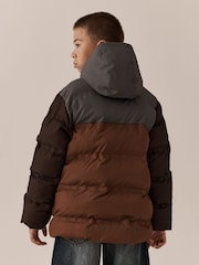 Brown Colourblock Waterproof Padded Coat (3-17yrs) - Image 2 of 7