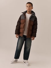 Brown Colourblock Waterproof Padded Coat (3-17yrs) - Image 3 of 7
