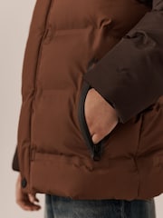 Brown Colourblock Waterproof Padded Coat (3-17yrs) - Image 6 of 7