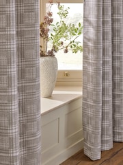 Natural Chenille Dogtooth Check Super Thermal Eyelet Curtains - Image 5 of 6