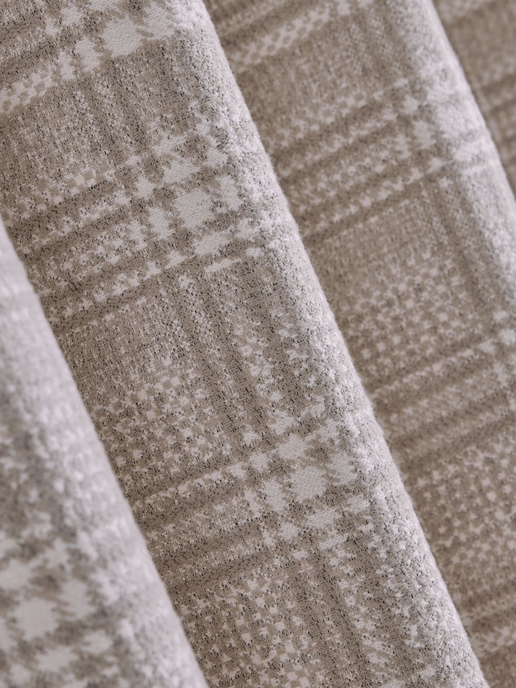 Natural Chenille Dogtooth Check Super Thermal Eyelet Curtains - Image 6 of 6 Natural Chenille Dogtooth Check Super Thermal Eyelet Curtains - Image 6 of 6
