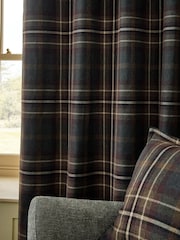 Brown/Burgundy Heritage Brushed Check Super Thermal Eyelet Curtains - Image 4 of 5
