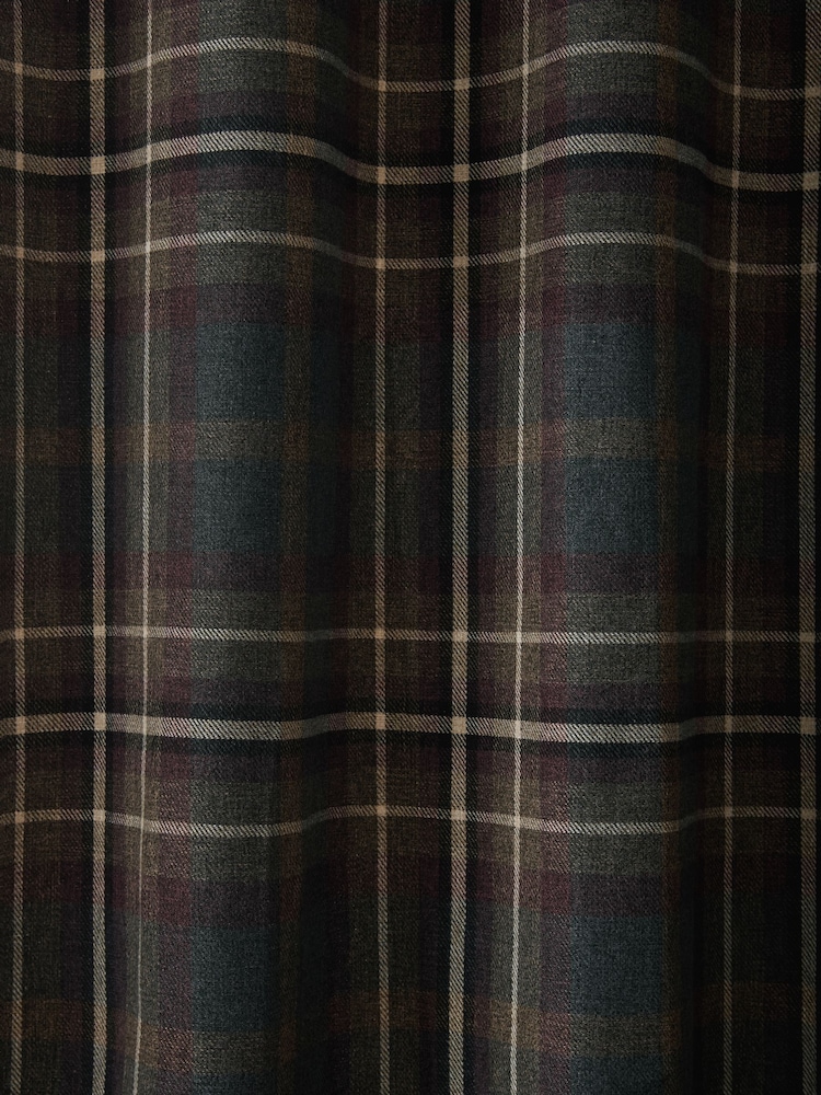Brown/Burgundy Heritage Brushed Check Super Thermal Eyelet Curtains - Image 5 of 5 Brown/Burgundy Heritage Brushed Check Super Thermal Eyelet Curtains - Image 5 of 5