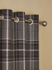 Charcoal Grey Brushed Check Super Thermal Eyelet Curtains - Image 1 of 6