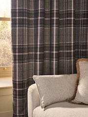 Charcoal Grey Brushed Check Super Thermal Eyelet Curtains - Image 5 of 6