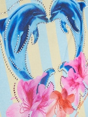 River Island Blue Dolphin Stripe Aysmmetric Swimsuit - Image 4 of 4