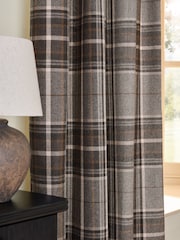 Charcoal Grey Brushed Check Pencil Pleat Lined Curtains - Image 1 of 5