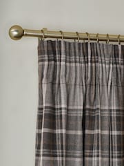 Charcoal Grey Brushed Check Pencil Pleat Lined Curtains - Image 2 of 5