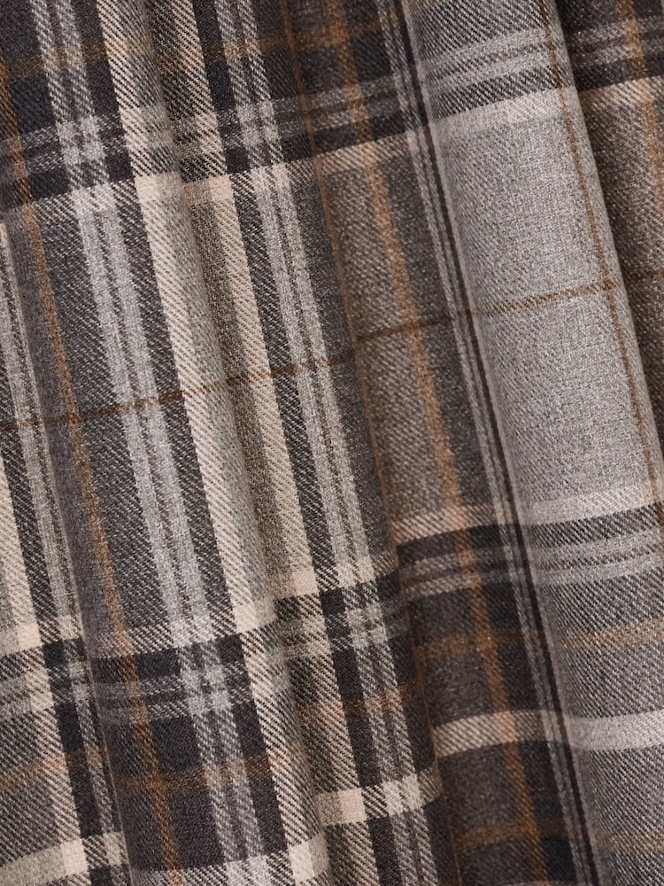 Charcoal Grey Brushed Check Pencil Pleat Lined Curtains - Image 5 of 5 Charcoal Grey Brushed Check Pencil Pleat Lined Curtains - Image 5 of 5