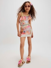 River Island Orange Del Maar Aysmmetric Swimsuit & Skirt Set - Image 1 of 5