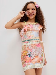 River Island Orange Del Maar Aysmmetric Swimsuit & Skirt Set - Image 2 of 5