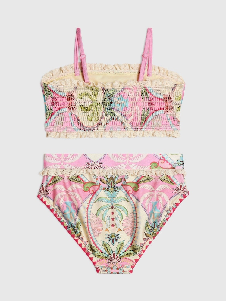 River Island Pink All Over Palm Print Square Neck Bikini - Image 2 of 4 River Island Pink All Over Palm Print Square Neck Bikini - Image 2 of 4