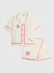 River Island White Neon Embellished Shirt & Skort Set - Image 1 of 5