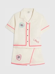 River Island White Neon Embellished Shirt & Skort Set - Image 2 of 5