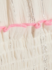 River Island White Neon Embrodiered Scallop Sun Dress - Image 4 of 4