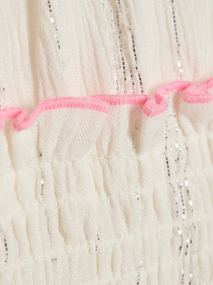 River Island White Neon Embrodiered Scallop Sun Dress - Image 4 of 4