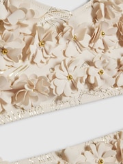 River Island Cream 3D Foil Flower Bikini - Image 3 of 4