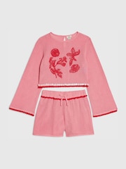 River Island Embrodiered Crochet Tassle Top & Shorts Set - Image 1 of 4