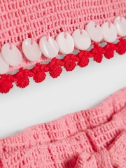 River Island Embrodiered Crochet Tassle Top & Shorts Set - Image 3 of 4